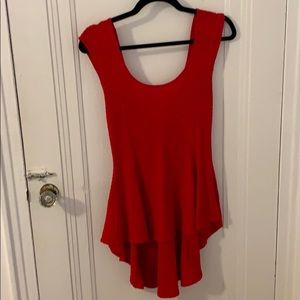 Red fitted high low tank